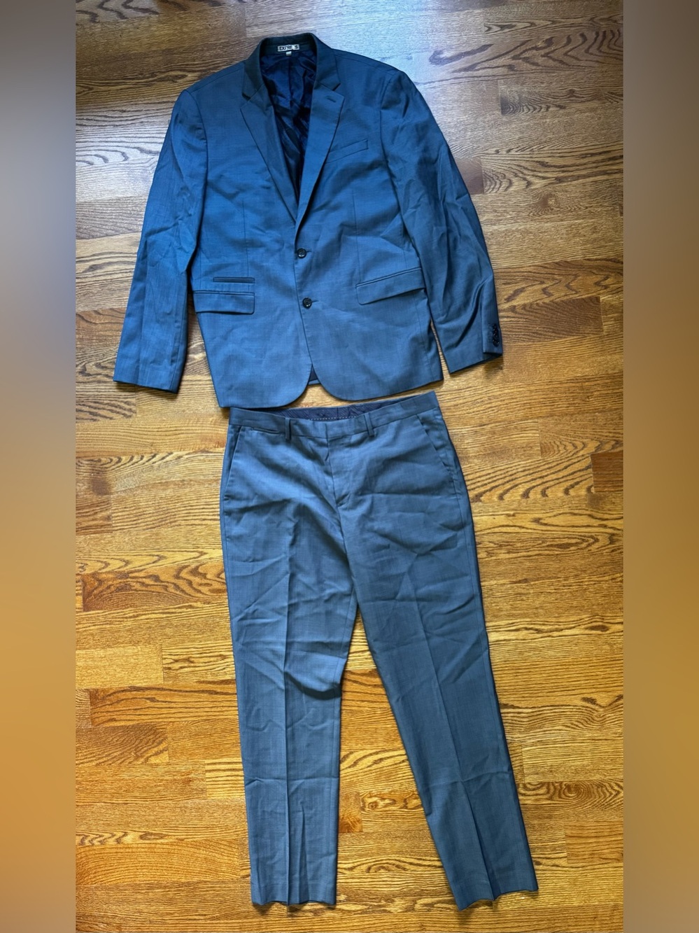 Express Photographer Slim Fit 100% Wool 2 Piece Suit Blue Gray 34x32